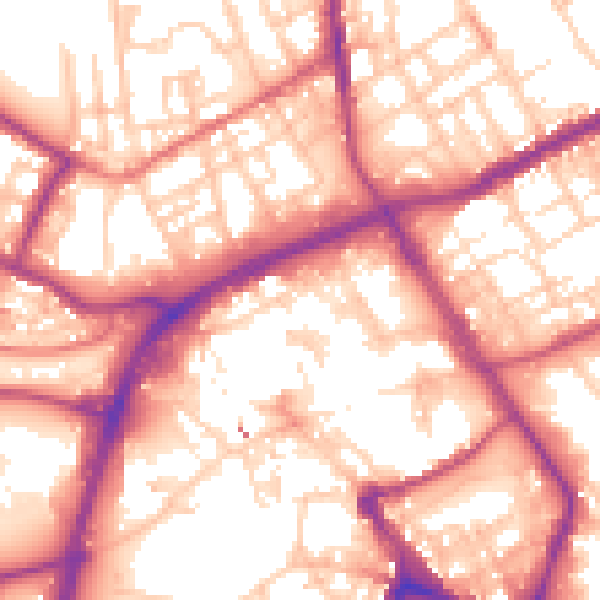 Daytime road noise heatmap for OL16 1DB