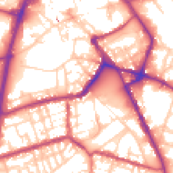 Daytime road noise heatmap for OL16 1DE