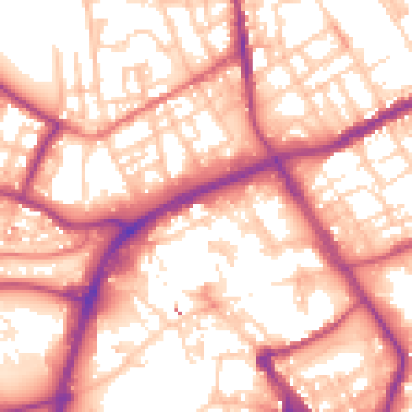 Daytime road noise heatmap for OL16 1DG