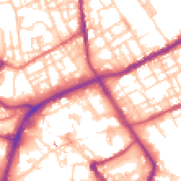 Daytime road noise heatmap for OL16 1DH