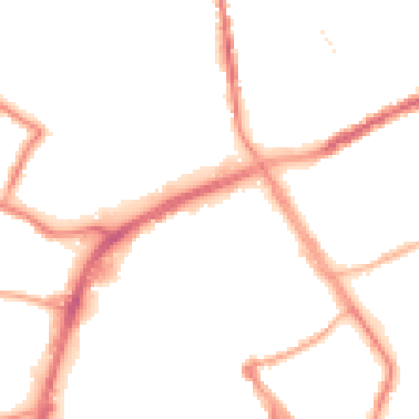 Night-time road noise heatmap for OL16 1DL
