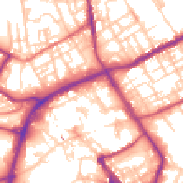 Daytime road noise heatmap for OL16 1DP