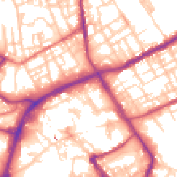 Daytime road noise heatmap for OL16 1DR