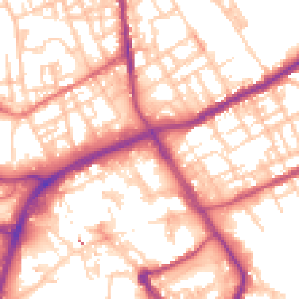 Daytime road noise heatmap for OL16 1DS