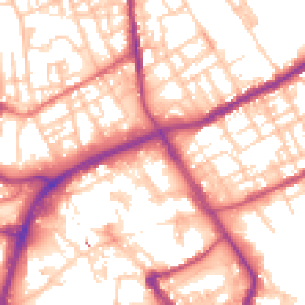 Daytime road noise heatmap for OL16 1DT
