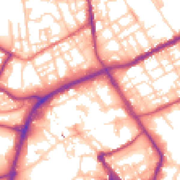 Daytime road noise heatmap for OL16 1DW