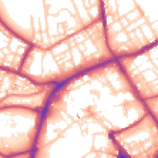 Daytime road noise heatmap for OL16 1DX