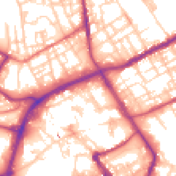 Daytime road noise heatmap for OL16 1DY