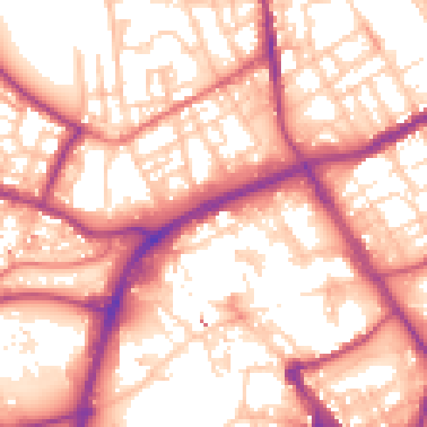 Daytime road noise heatmap for OL16 1DZ