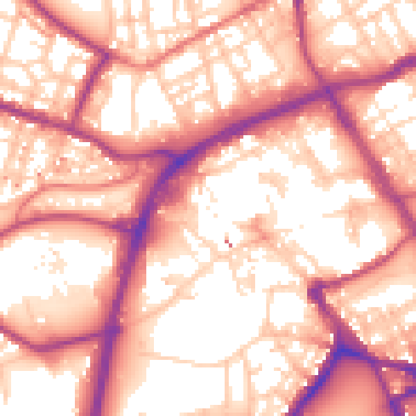 Daytime road noise heatmap for OL16 1EB