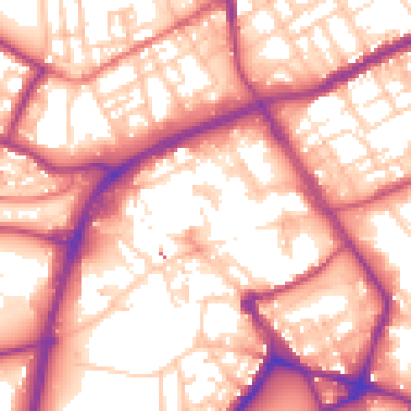 Daytime road noise heatmap for OL16 1JA