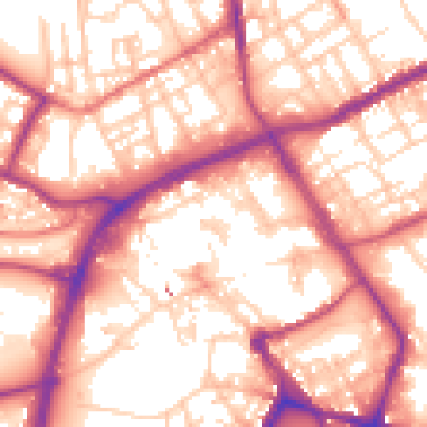 Daytime road noise heatmap for OL16 1JU