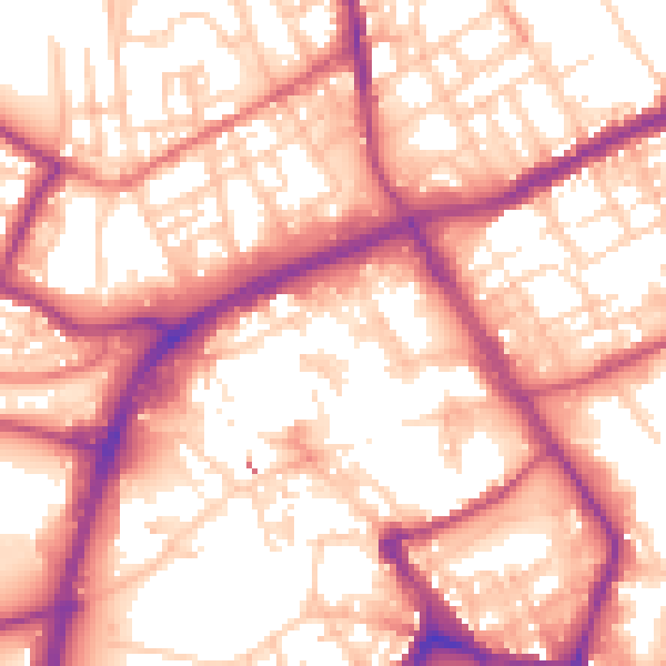 Daytime road noise heatmap for OL16 1JX