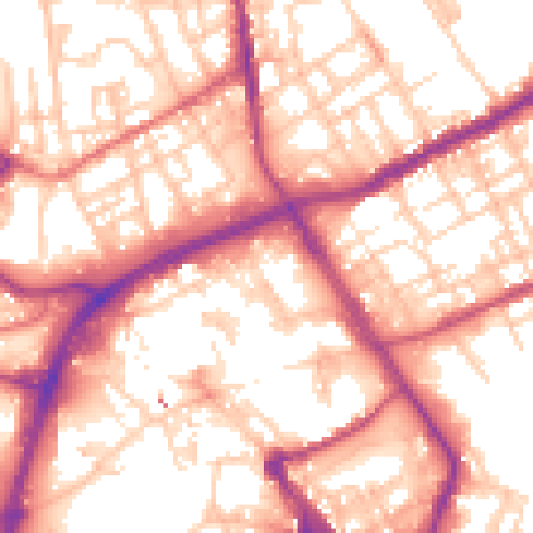 Daytime road noise heatmap for OL16 1LA