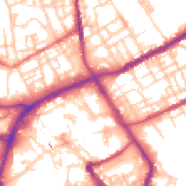 Daytime road noise heatmap for OL16 1LD