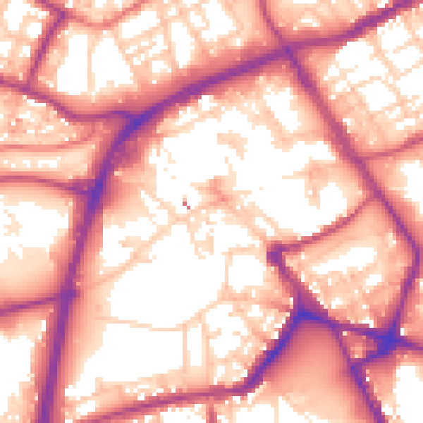 Daytime road noise heatmap for OL16 1LR
