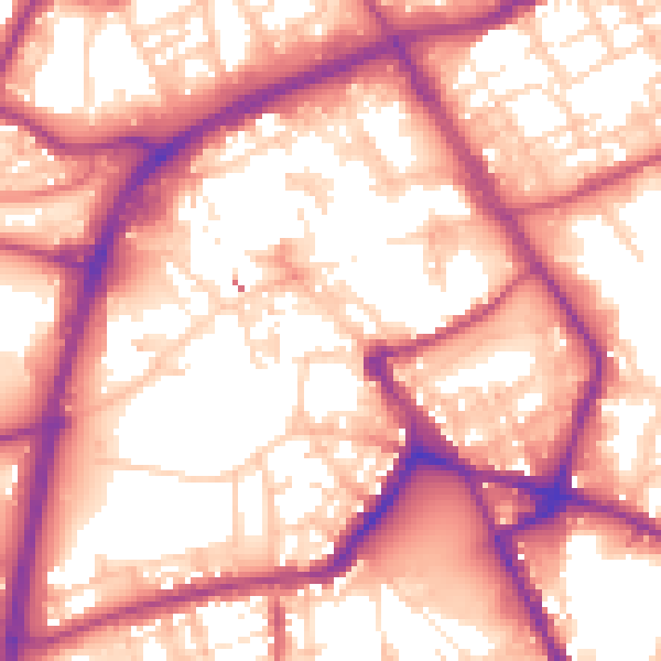 Daytime road noise heatmap for OL16 1NL