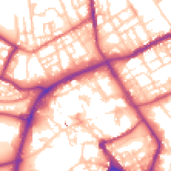 Daytime road noise heatmap for OL16 1RQ