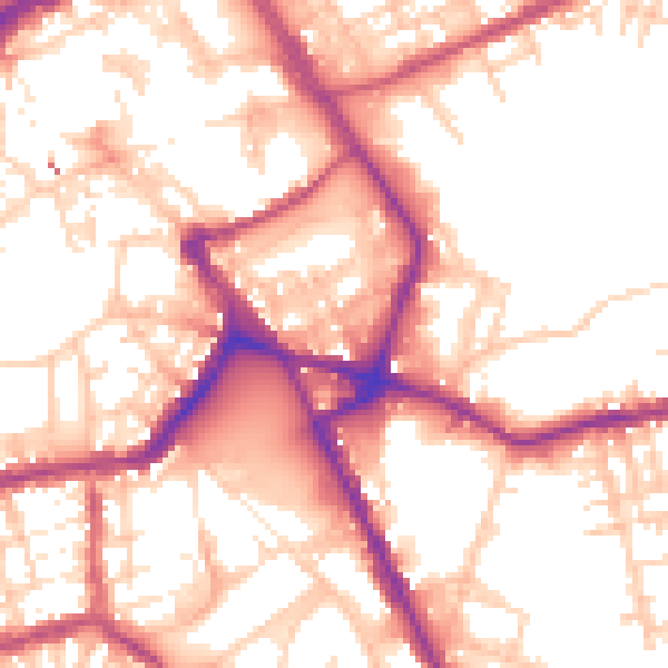 Daytime road noise heatmap for OL16 1SX