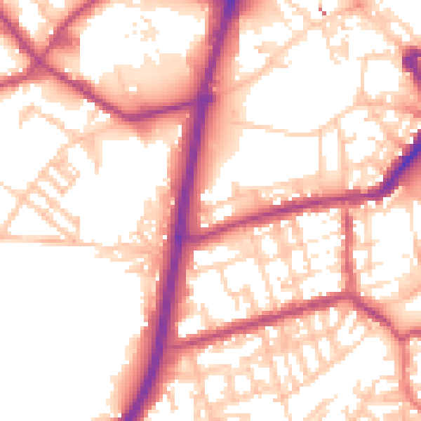 Daytime road noise heatmap for OL16 1TZ