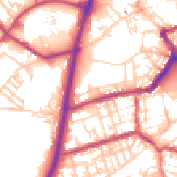 Daytime road noise heatmap for OL16 1UU