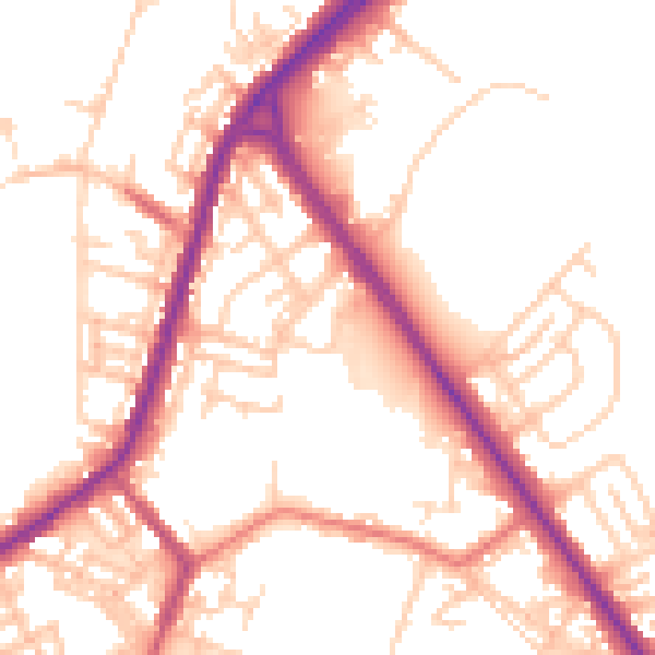 Daytime road noise heatmap for OL16 2BP