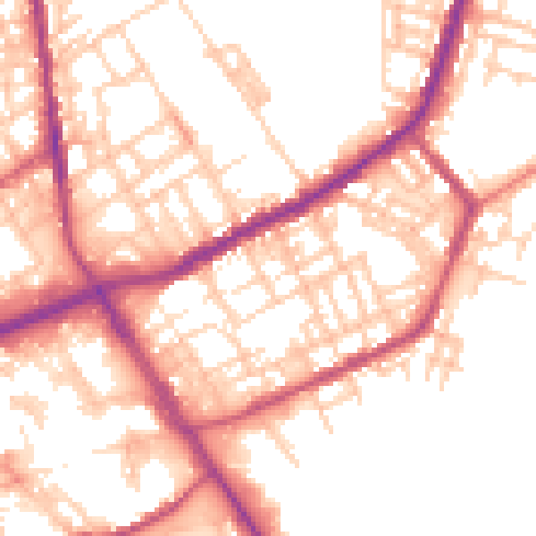 Daytime road noise heatmap for OL16 2EG