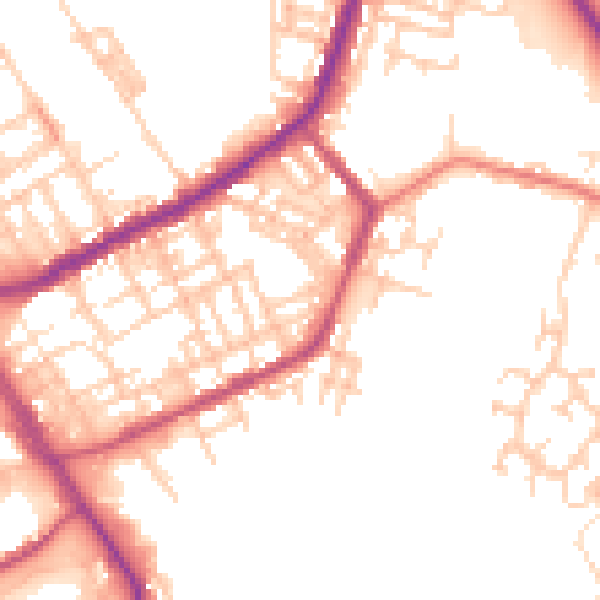 Daytime road noise heatmap for OL16 2EX