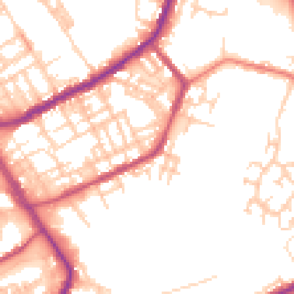Daytime road noise heatmap for OL16 2HB