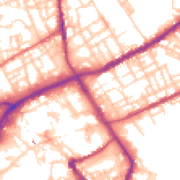 Daytime road noise heatmap for OL16 2HS