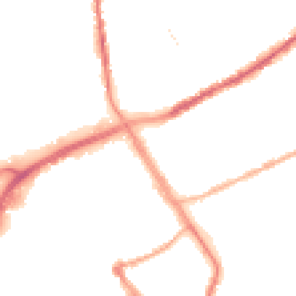 Night-time road noise heatmap for OL16 2HS