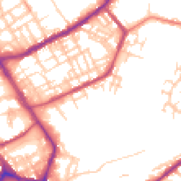 Daytime road noise heatmap for OL16 2JP