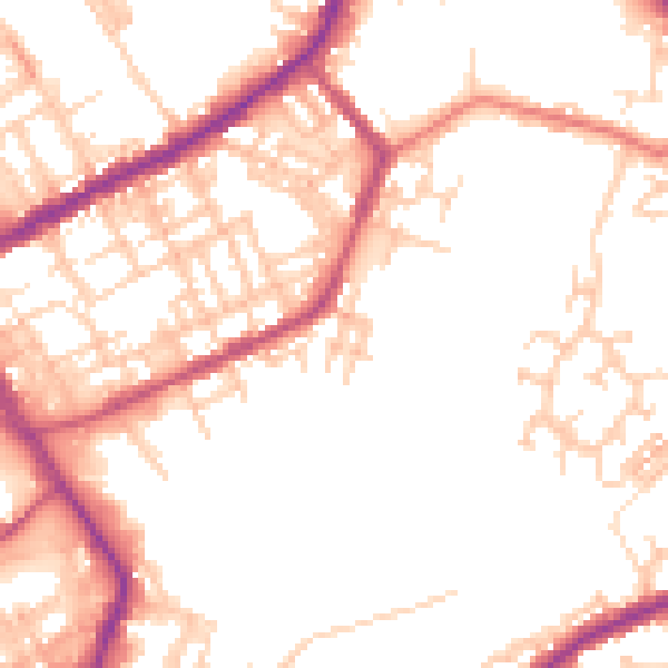 Daytime road noise heatmap for OL16 2JT