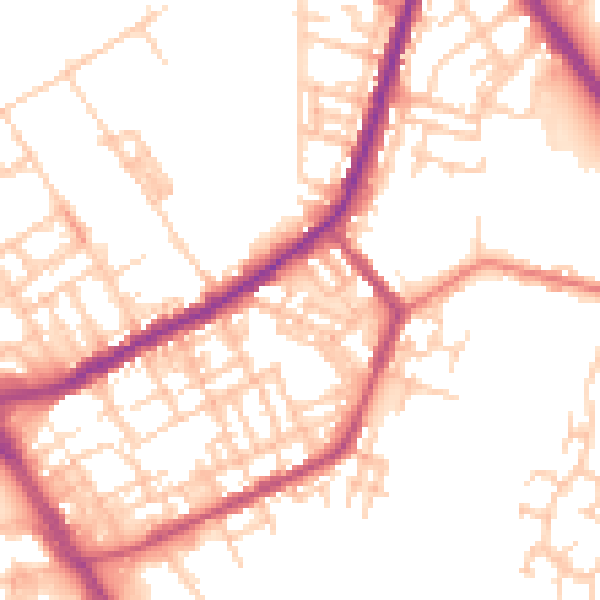 Daytime road noise heatmap for OL16 2LD