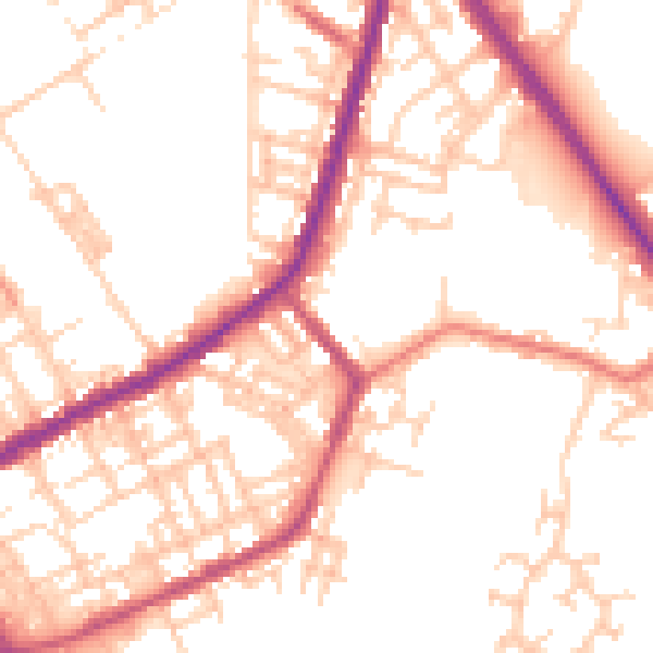 Daytime road noise heatmap for OL16 2LH