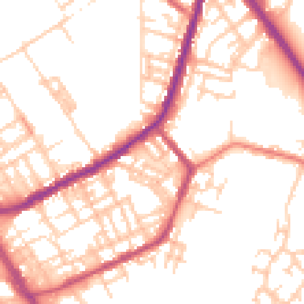 Daytime road noise heatmap for OL16 2LQ