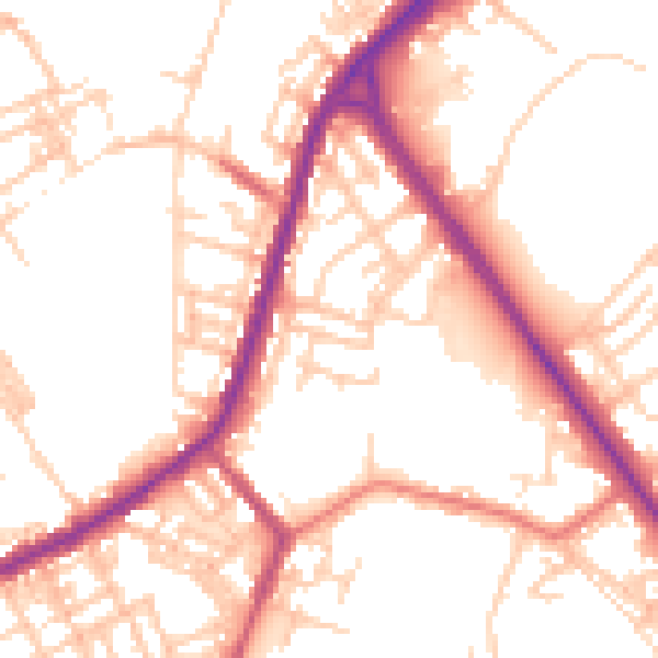 Daytime road noise heatmap for OL16 2NA