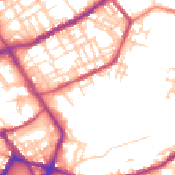 Daytime road noise heatmap for OL16 2NE