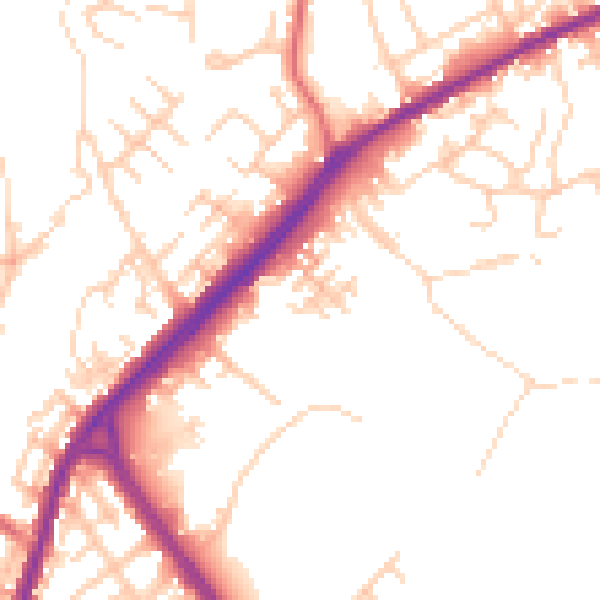 Daytime road noise heatmap for OL16 2PR