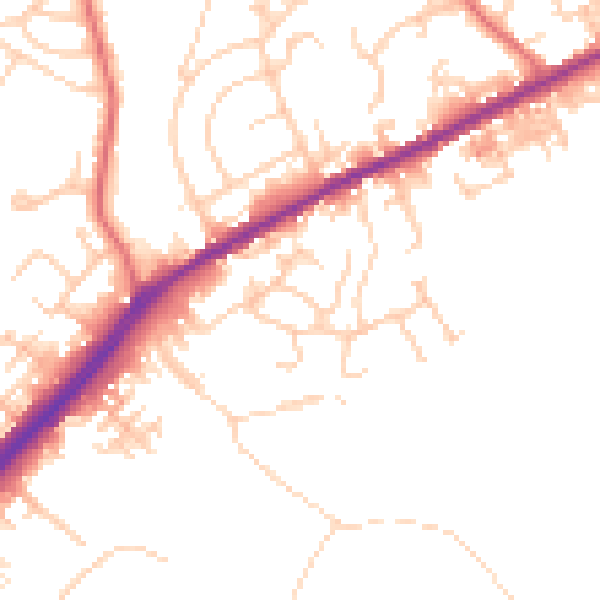 Daytime road noise heatmap for OL16 2QE