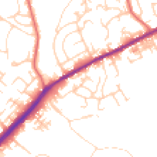 Daytime road noise heatmap for OL16 2QH