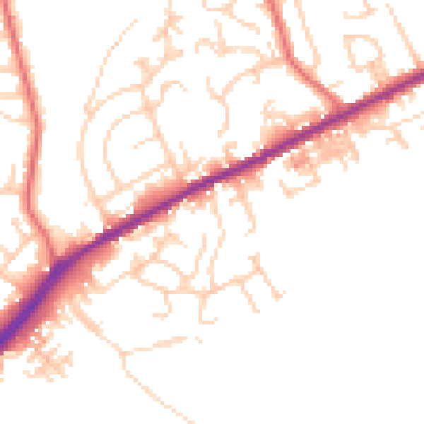 Daytime road noise heatmap for OL16 2QX