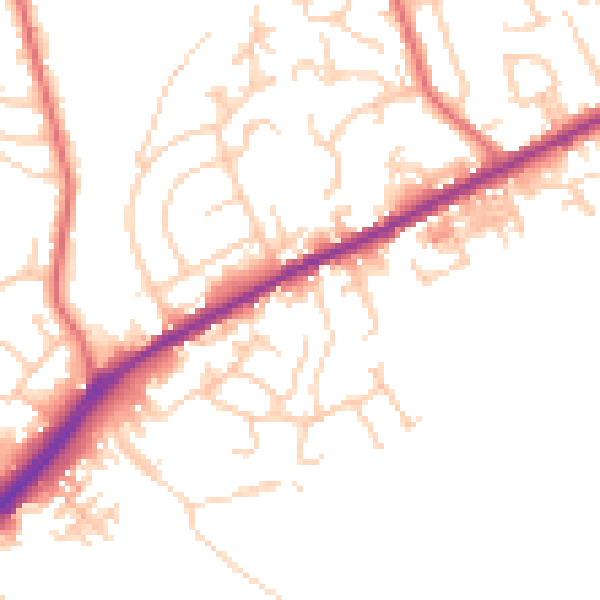 Daytime road noise heatmap for OL16 2QY