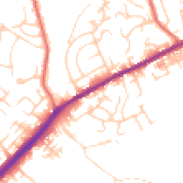 Daytime road noise heatmap for OL16 2RE
