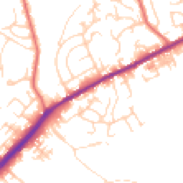 Daytime road noise heatmap for OL16 2RG