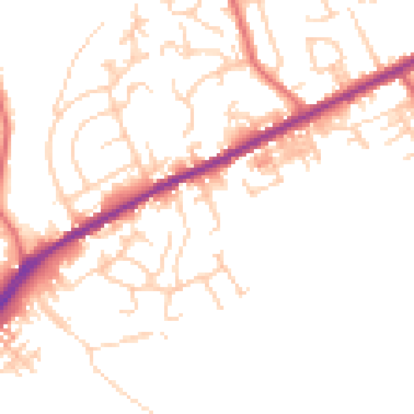 Daytime road noise heatmap for OL16 2RR
