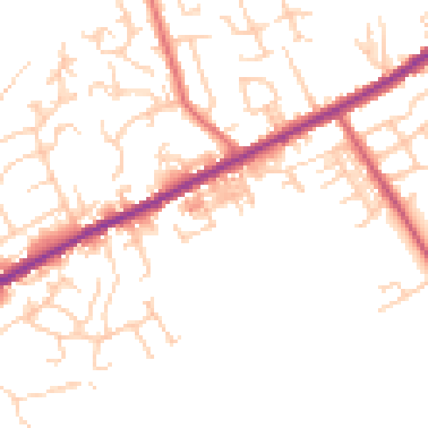 Daytime road noise heatmap for OL16 2SB
