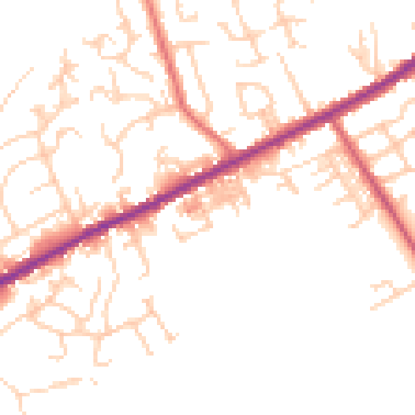 Daytime road noise heatmap for OL16 2SD
