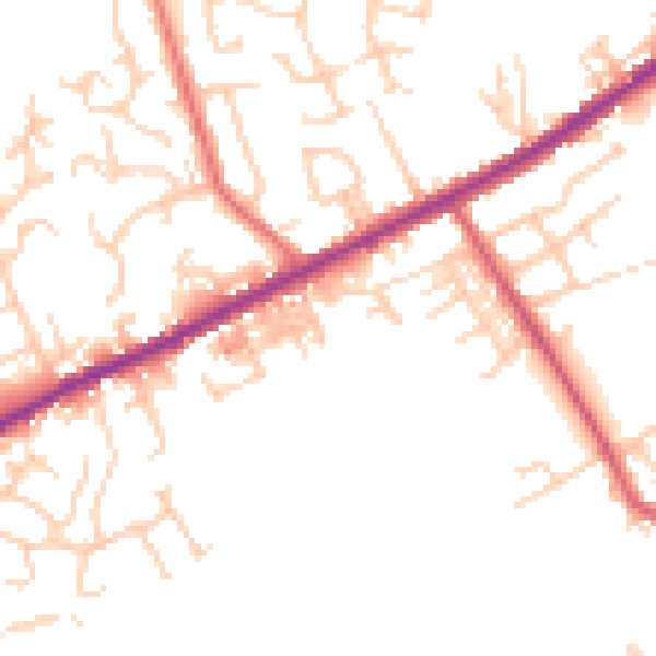 Daytime road noise heatmap for OL16 2SG