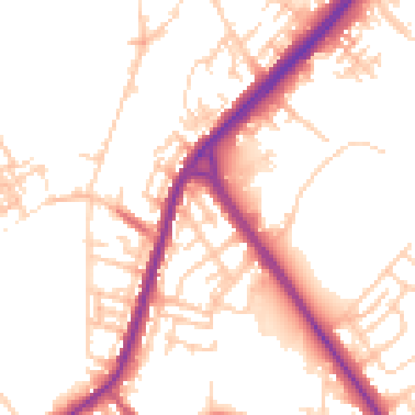 Daytime road noise heatmap for OL16 2SZ